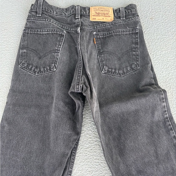 Vintage 90s Levis 550 Relaxed Fit Orange Tab Black Denim Jeans Made In USA - Picture 2 of 8